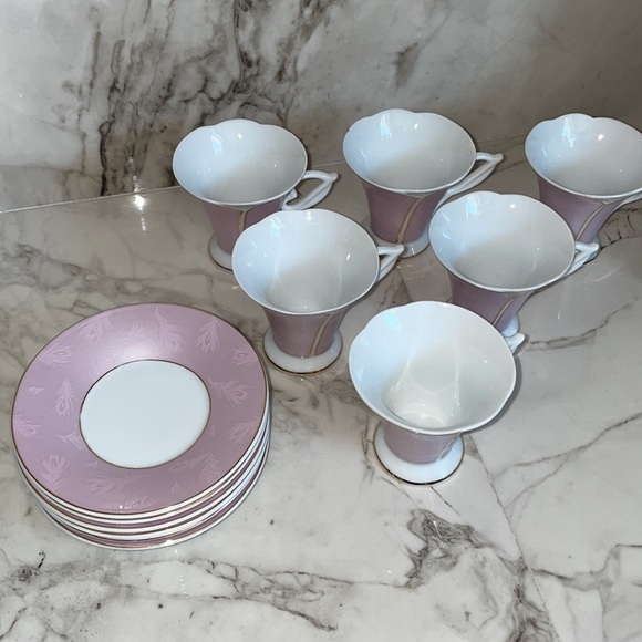 Yedi Pink Dainty Espresso Cup and Saucer set of 6 - Picture 2 of 8